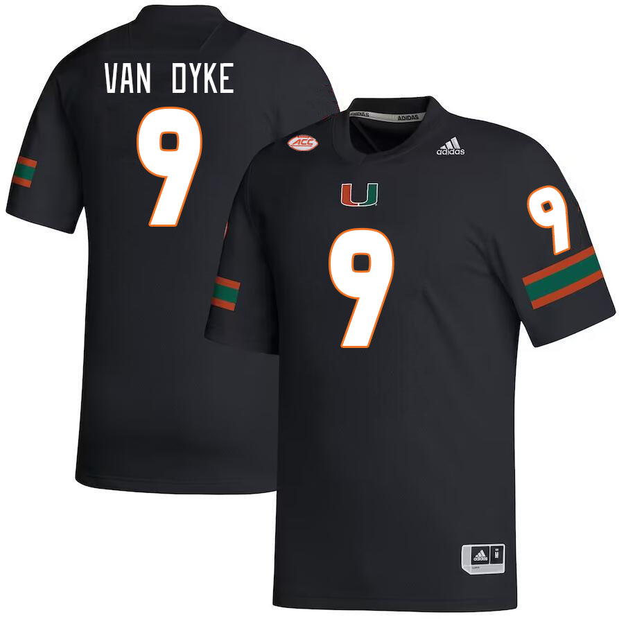 #9 Tyler Van Dyke Miami Hurricanes Jerseys Football Stitched-Black